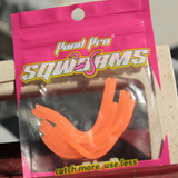 Packaging of Pond Pro Sqworms with visible orange soft plastic baits designed for fishing.
