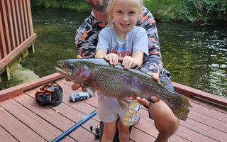 girl at dry run creek in arkansas on the dock with fish she caught
