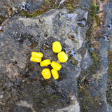 Wet Pond Pro Scorn in the color yellow on a rock.