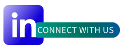 LinkedIn logo with 'Connect with us' text on a white background